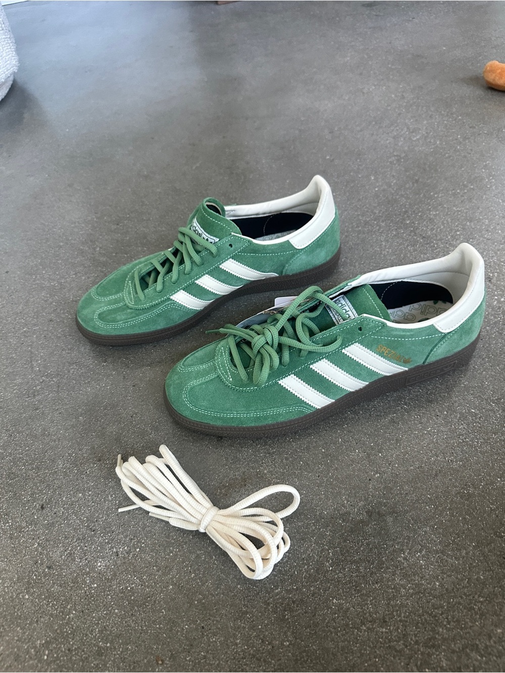 adidas Samba Green Suede Sneakers with White Stripes
